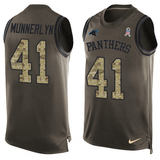 Men's Nike Carolina Panthers #41 Captain Munnerlyn Limited Green Salute to Service Tank Top NFL Jersey - Ujersey