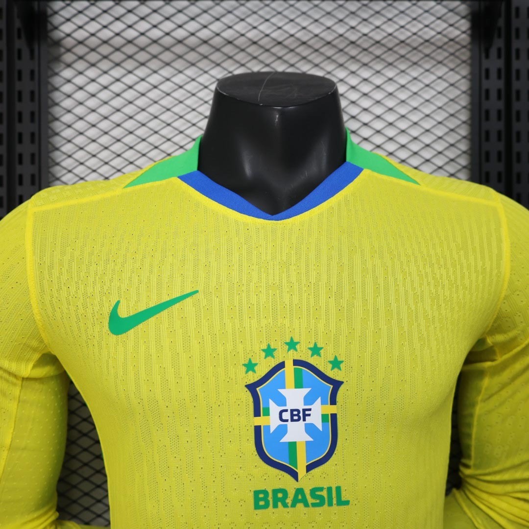 Brazil Soccer Jersey Home Long Sleeve Shirt 2025 - Ujersey NHL