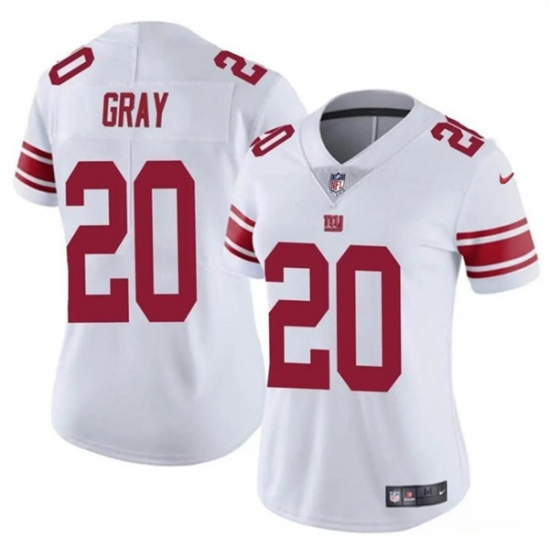 Women's New York Giants #20 Eric Gray White Vapor Stitched Jersey(Run Small) - Ujersey