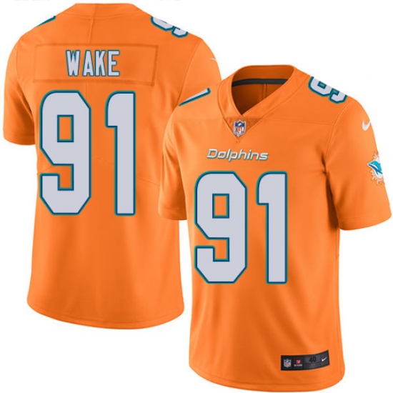 Men's Nike Miami Dolphins #91 Cameron Wake Elite Orange Rush Vapor Untouchable NFL Jersey - Ujersey