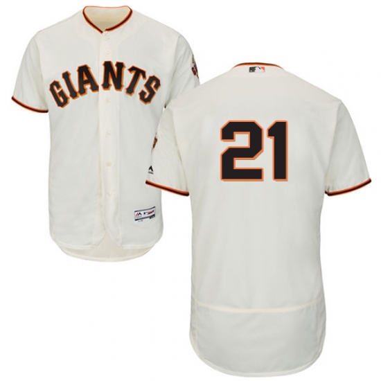 Men's Majestic San Francisco Giants #21 Deion Sanders Cream Home Flex Base Authentic Collection MLB Jersey - Ujersey