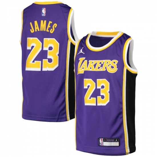 Youth Los Angeles Lakers #23 LeBron James Jordan Brand Purple 2020-21 Swingman Player Jersey - Ujersey