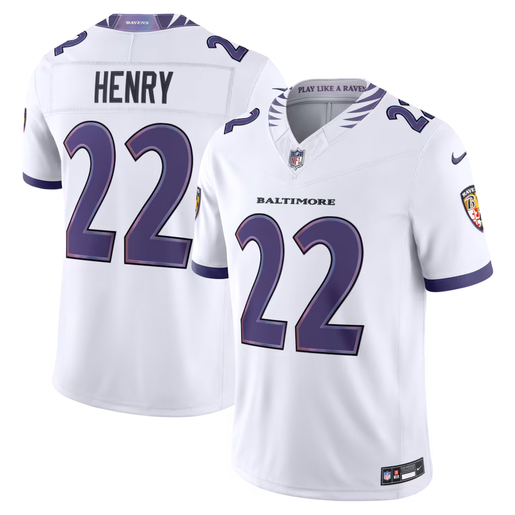Men's Baltimore Ravens Derrick Henry Nike White Vapor F.U.S.E. Sewn Down Limited Jersey - Ujersey Shop