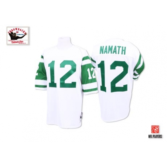 Mitchell and Ness New York Jets #12 Joe Namath White Stitched Authentic Throwback NFL Jersey - Ujersey