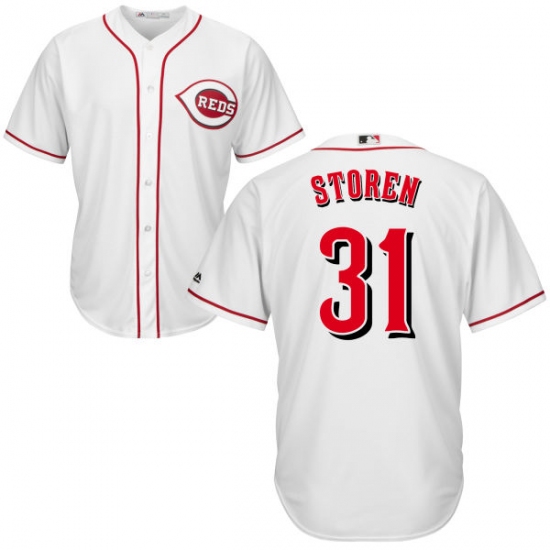 Youth Majestic Cincinnati Reds #31 Drew Storen Authentic White Home Cool Base MLB Jersey - Ujersey