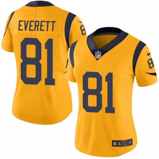 Women's Nike Los Angeles Rams #81 Gerald Everett Limited Gold Rush Vapor Untouchable NFL Jersey - Ujersey