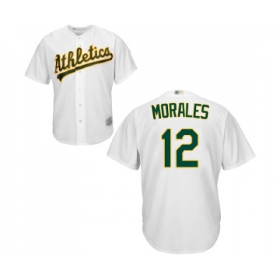 Youth Oakland Athletics #12 Kendrys Morales Replica White Home Cool Base Baseball Jersey - Ujersey