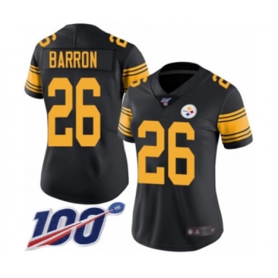 Women's Pittsburgh Steelers #26 Mark Barron Limited Black Rush Vapor Untouchable 100th Season Football Jersey - Ujersey