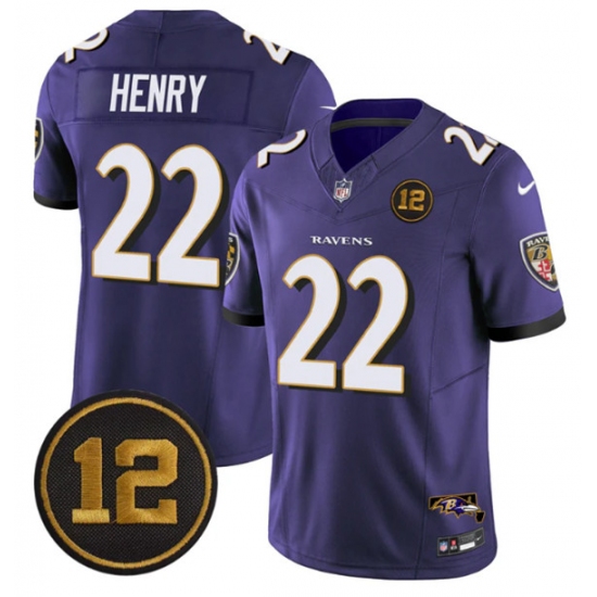 Men's Baltimore Ravens #22 Derrick Henry Purple 2025 F.U.S.E Jacoby Jones Vapor Limited Football Jersey - Ujersey