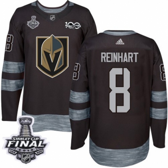 Men's Adidas Vegas Golden Knights #8 Griffin Reinhart Authentic Black 1917-2017 100th Anniversary 2018 Stanley Cup Final NHL Jersey - Ujersey