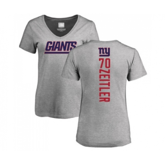 Football Women's New York Giants #70 Kevin Zeitler Ash Backer T-Shirt - Ujersey