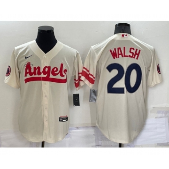 Men's Los Angeles Angels #20 Jared Walsh Cream 2022 City Connect Cool Base Stitched Jersey - Ujersey