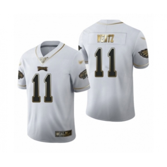 Men's Philadelphia Eagles #11 Carson Wentz Limited White Golden Edition Football Jersey - Ujersey