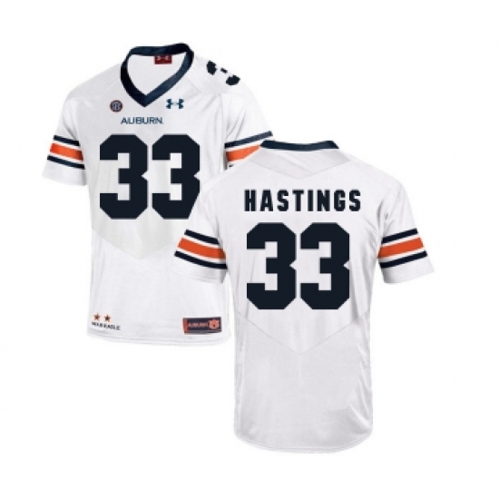 Auburn Tigers 33 Will Hastings White College Football Jersey - Ujersey