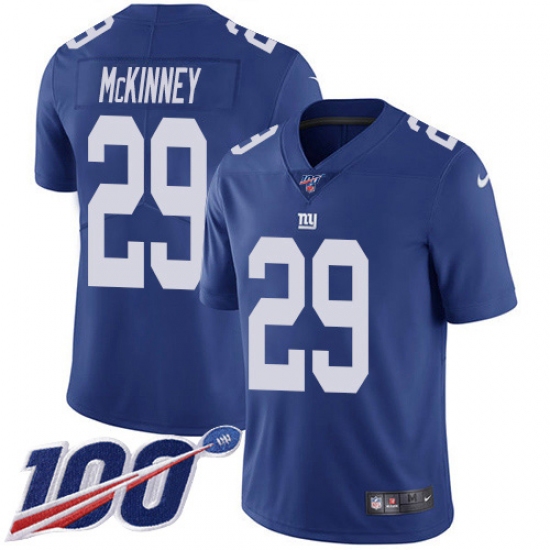 Youth New York Giants #29 Xavier McKinney Royal Blue Team Color Stitched 100th Season Vapor Untouchable Limited Jersey - Ujersey