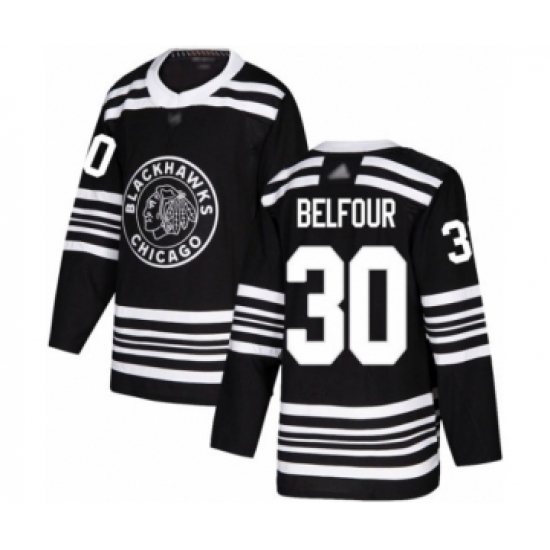 Men's Chicago Blackhawks #30 ED Belfour Authentic Black Alternate Hockey Jersey - Ujersey