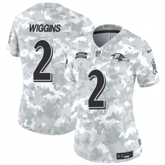 Women's Baltimore Ravens #2 Nate Wiggins 2024 F.U.S.E Arctic Camo Salute To Service Limited Stitched Football Jersey(Run Small) - Ujersey