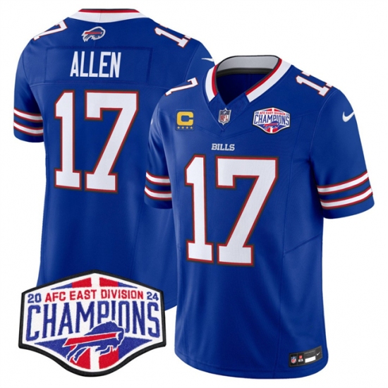Men's Buffalo Bills #17 Josh Allen Royal F.U.S.E. 2024 AFC East Division Champions With 4-Star C Vapor Limited Stitched Football Jersey - Ujersey