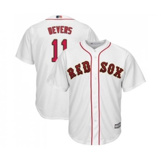Youth Boston Red Sox #11 Rafael Devers Authentic White 2019 Gold Program Cool Base Baseball Jersey - Ujersey