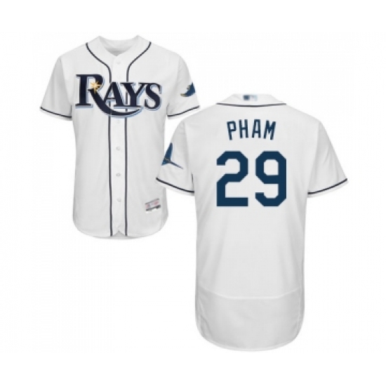 Men's Tampa Bay Rays #29 Tommy Pham Home White Home Flex Base Authentic Collection Baseball Jersey - Ujersey