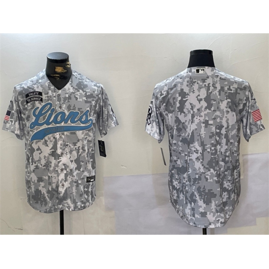 Men's Detroit Lions Blank 2024 Arctic Camo Salute To Service Stitched Baseball Jersey - Ujersey