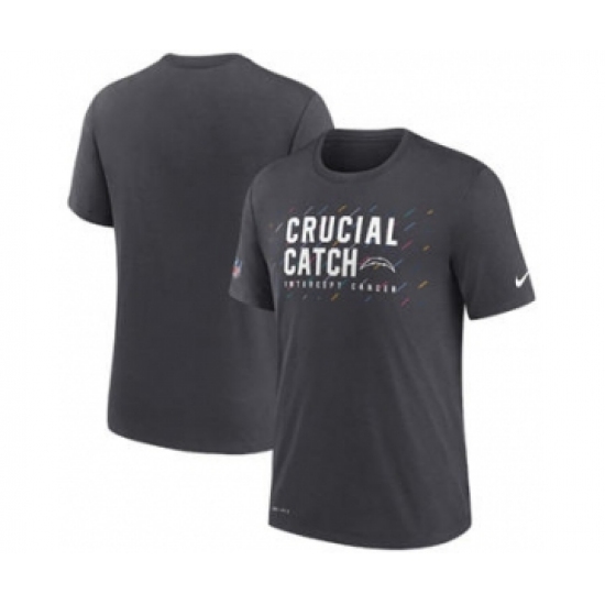 Men's Los Angeles Chargers Charcoal 2021 Crucial Catch Performance T-Shirt - Ujersey