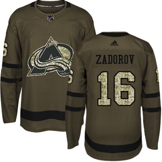 Men's Adidas Colorado Avalanche #16 Nikita Zadorov Premier Green Salute to Service NHL Jersey - Ujersey