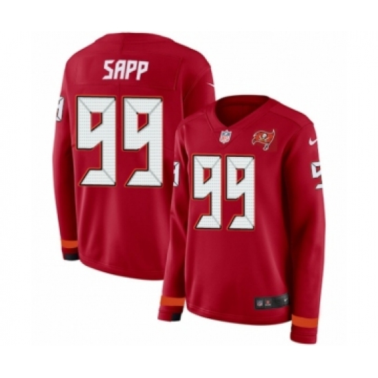 Women's Nike Tampa Bay Buccaneers #99 Warren Sapp Limited Red Therma Long Sleeve NFL Jersey - Ujersey