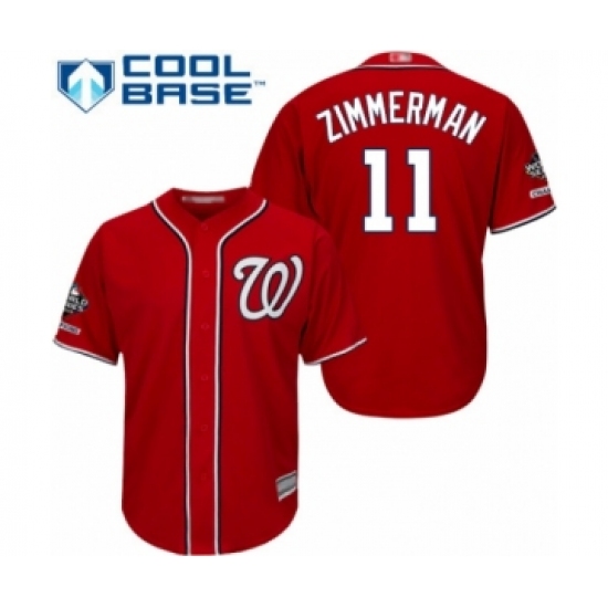 Youth Washington Nationals #11 Ryan Zimmerman Authentic Red Alternate 1 Cool Base 2019 World Series Champions Baseball Jersey - Ujersey