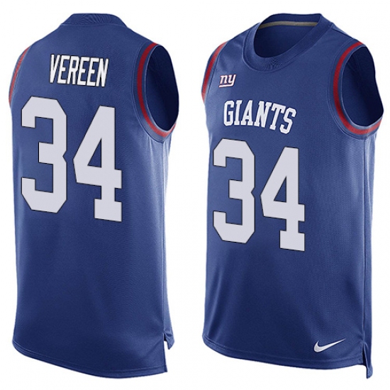 Men's Nike New York Giants #34 Shane Vereen Limited Royal Blue Player Name & Number Tank Top NFL Jersey - Ujersey