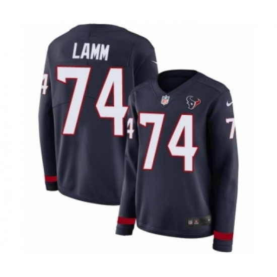 Women's Nike Houston Texans #74 Kendall Lamm Limited Navy Blue Therma Long Sleeve NFL Jersey - Ujersey