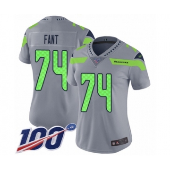 Women's Seattle Seahawks #74 George Fant Limited Silver Inverted Legend 100th Season Football Jersey - Ujersey