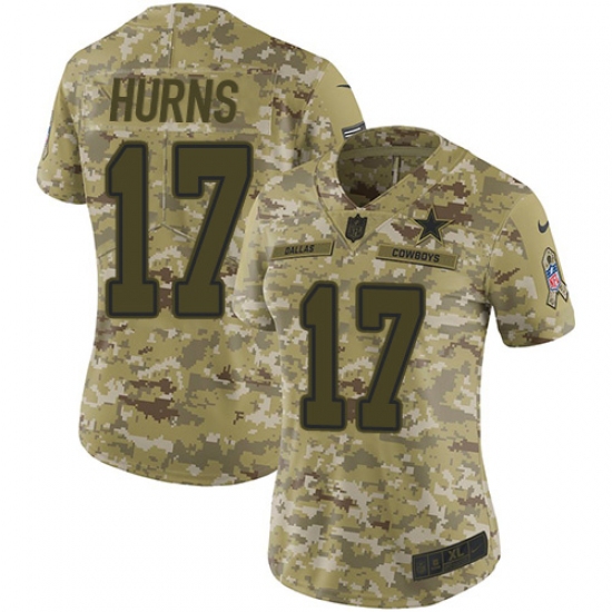 Women's Nike Dallas Cowboys #17 Allen Hurns Limited Camo 2018 Salute to Service NFL Jersey - Ujersey