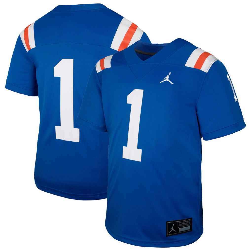 Youth Jordan Brand #1 Royal Florida Gators Alternate Football Game Jersey - ujerseystore
