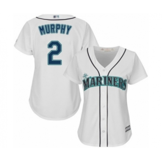 Women's Seattle Mariners #2 Tom Murphy Authentic White Home Cool Base Baseball Player Jersey
