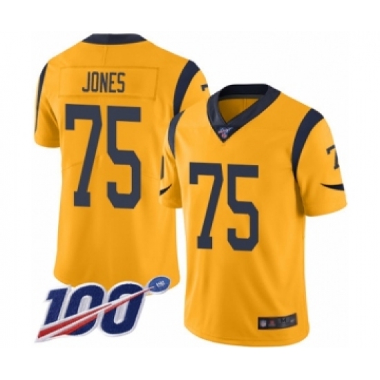 Men's Los Angeles Rams #75 Deacon Jones Limited Gold Rush Vapor Untouchable 100th Season Football Jersey - Ujersey