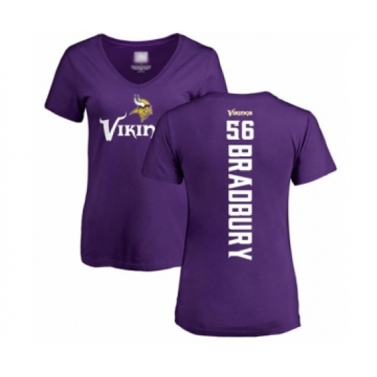 Football Women's Minnesota Vikings #56 Garrett Bradbury Purple Backer Slim Fit T-Shirt - Ujersey