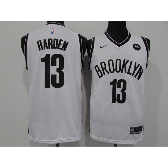 Men's Nike Brooklyn Nets #13 James Harden Authentic White Basketball Jersey - Ujersey