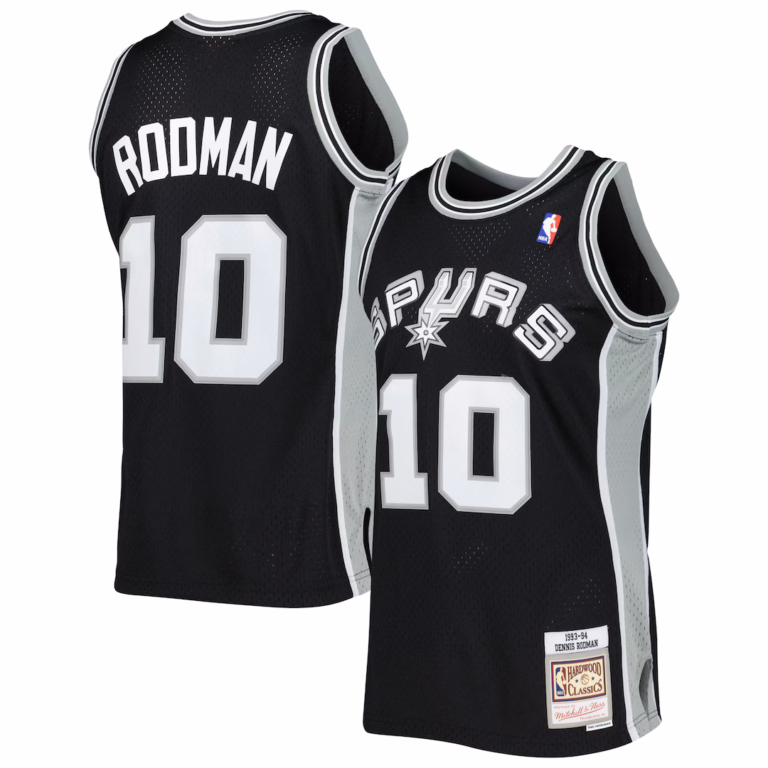 Men's San Antonio Spurs Dennis Rodman Mitchell & Ness Black 1993/94 Hardwood Classics Swingman Jersey