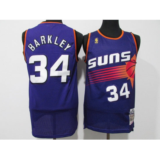 Men's Phoenix Suns #34 Charles Barkley Authentic Purple Throwback Jersey - Ujersey