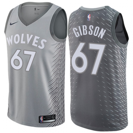 Men's Nike Minnesota Timberwolves #67 Taj Gibson Swingman Gray NBA Jersey - City Edition - Ujersey