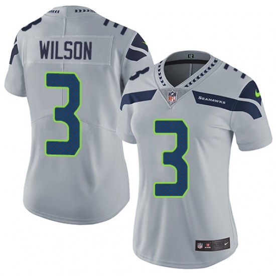 Women's Nike Seattle Seahawks #3 Russell Wilson Grey Alternate Vapor Untouchable Limited Player NFL Jersey - Ujersey