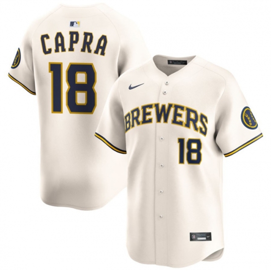 Men's Milwaukee Brewers #18 Vinny Capra Cream 2025 Limited Stitched Baseball Jersey - Ujersey