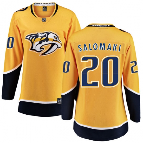 Women's Nashville Predators #20 Miikka Salomaki Fanatics Branded Gold Home Breakaway NHL Jersey - Ujersey