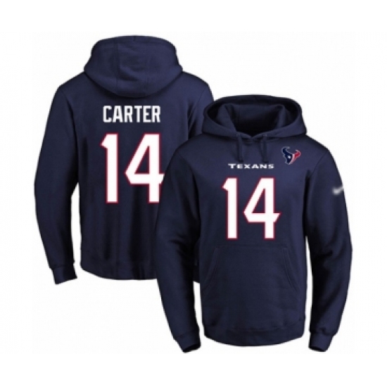 Football Men's Houston Texans #14 DeAndre Carter Navy Blue Name & Number Pullover Hoodie - Ujersey