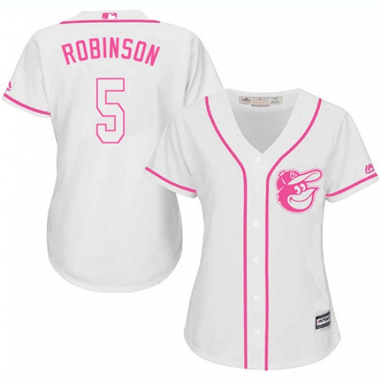 Women's Majestic Baltimore Orioles #5 Brooks Robinson Authentic White Fashion Cool Base MLB Jersey - Ujersey