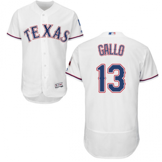 Men's Majestic Texas Rangers #13 Joey Gallo White Home Flex Base Authentic Collection MLB Jersey - Ujersey