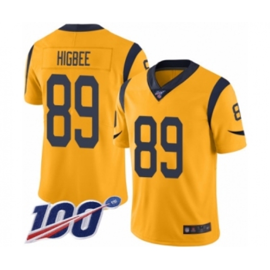 Men's Los Angeles Rams #89 Tyler Higbee Limited Gold Rush Vapor Untouchable 100th Season Football Jersey - Ujersey