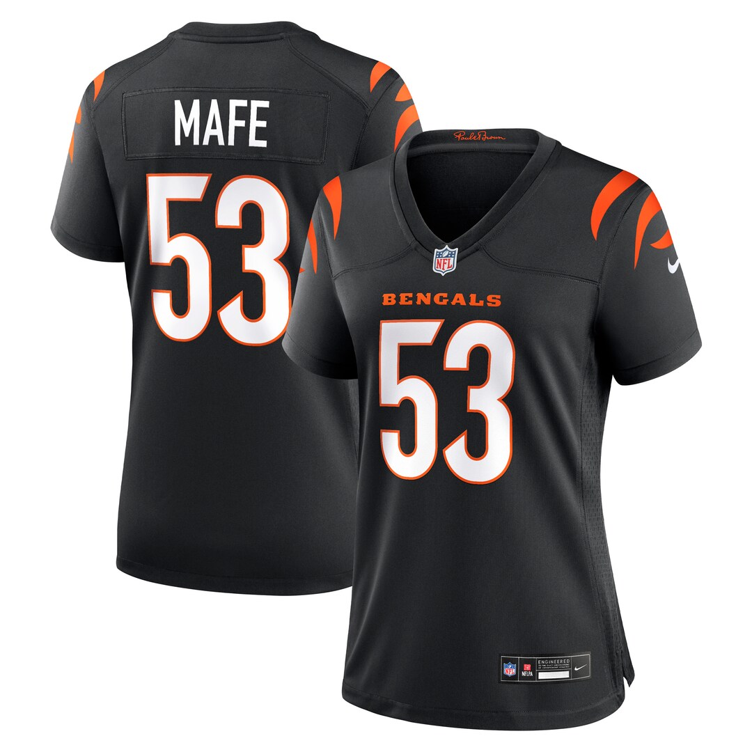 Women's Cincinnati Bengals Boye Mafe Nike Black Team Game Jersey - SUjersey01