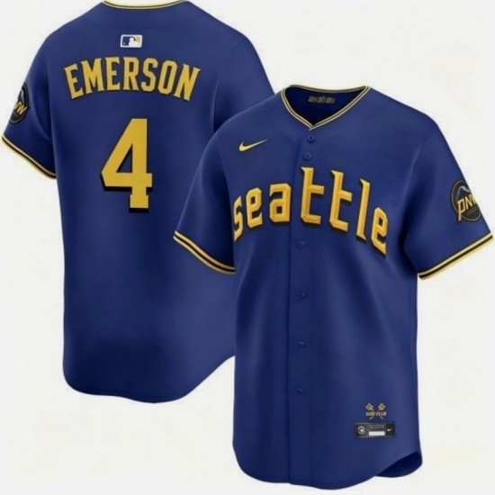 Men's Seattle Mariners #4 Colt Emerson Royal 2025 Cool Base Stitched jersey - Ujersey